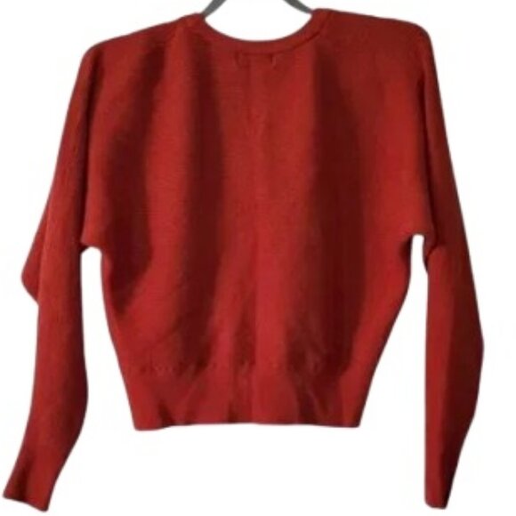 Tahari burnt orange ribbed boxy button-up cardigan sweater size M - Picture 3 of 7